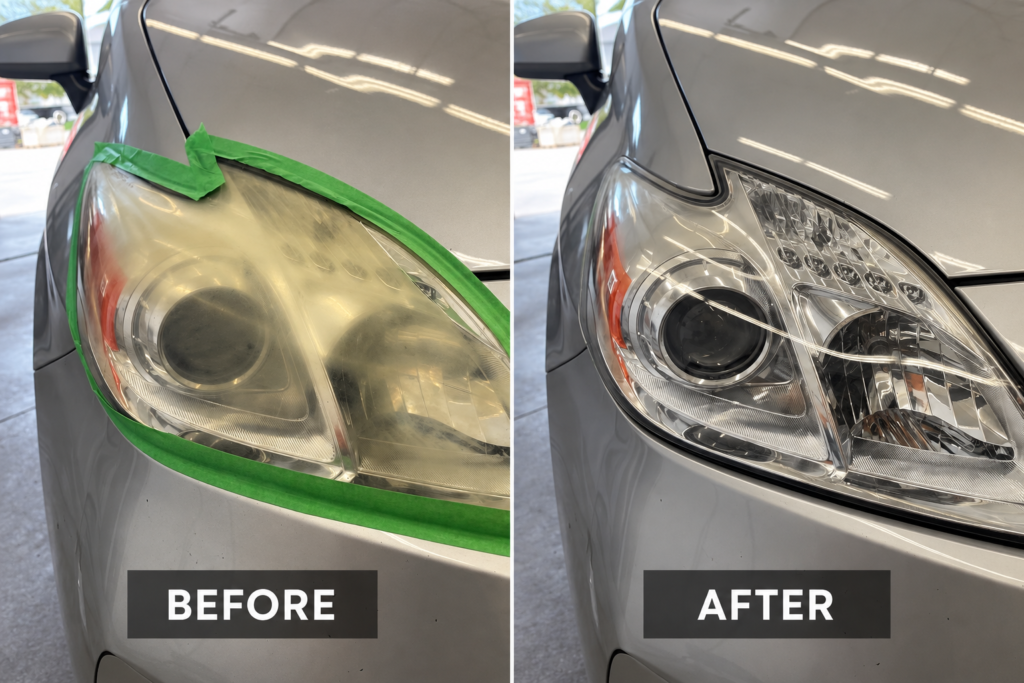 Headlight restoration before and after in Waterloo