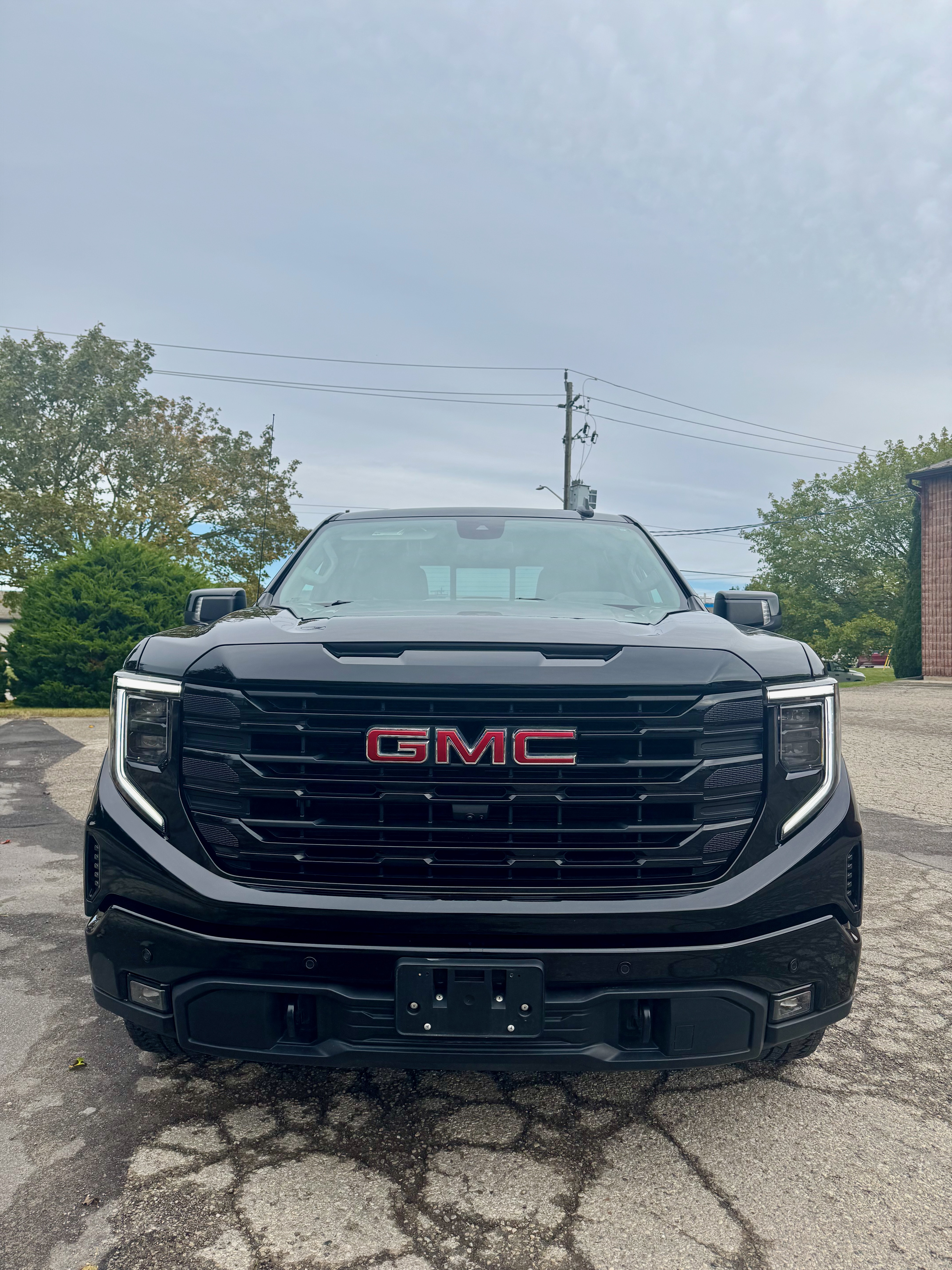 Front view of black 2024 GMC Sierra after Gtechniq Crystal Serum Light 5-year ceramic coating in Waterloo
